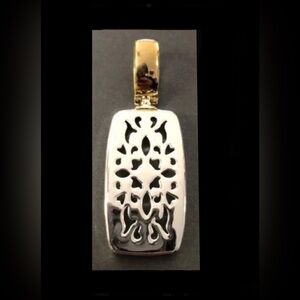 Vintage Premier Designs Silver and Gold Rectangular Pendant